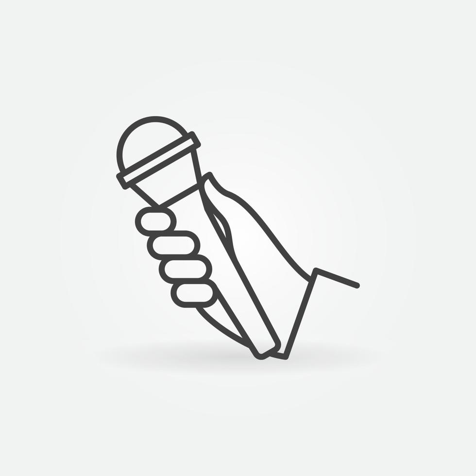 Hand with Mic vector icon in thin line style