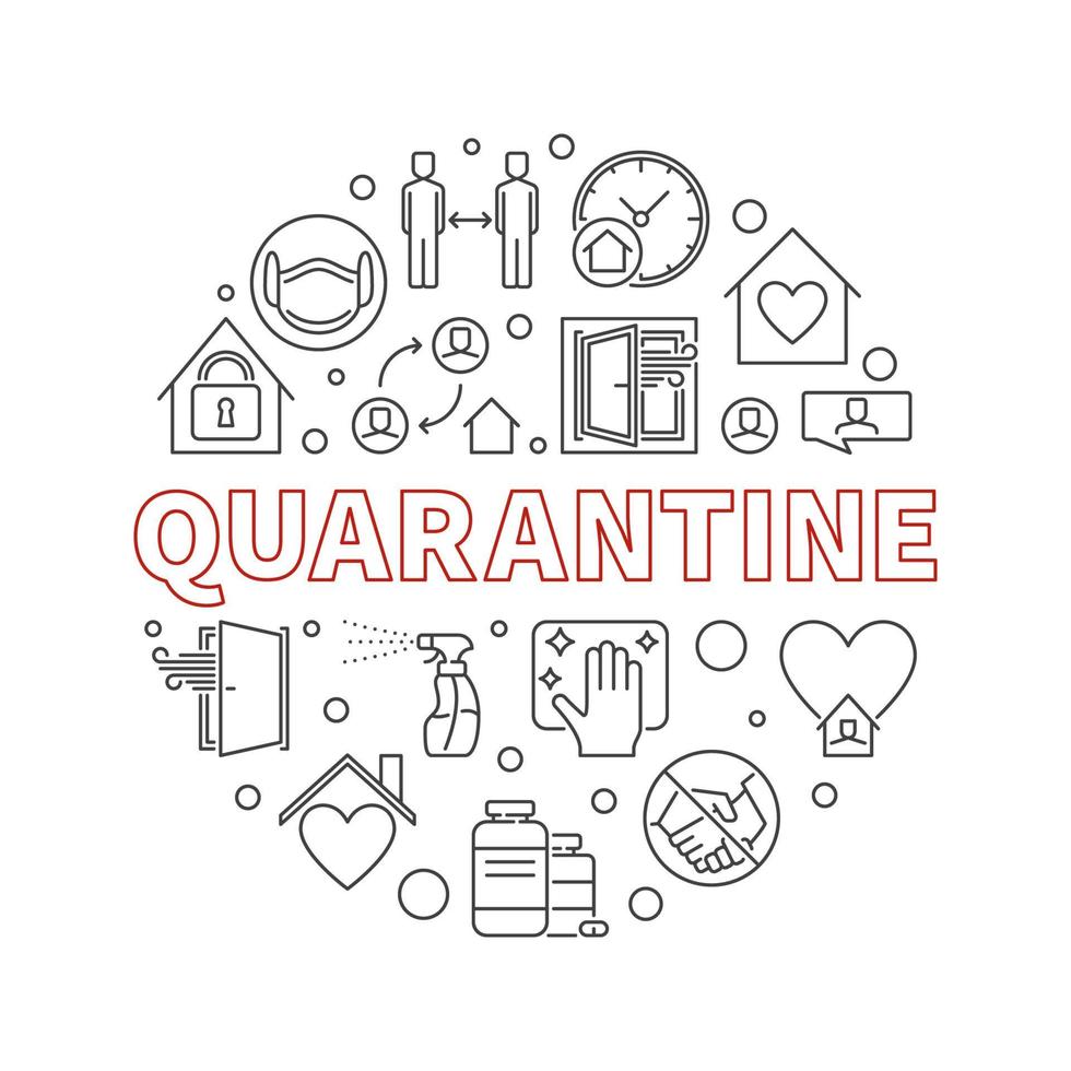 Quarantine vector concept round linear illustration