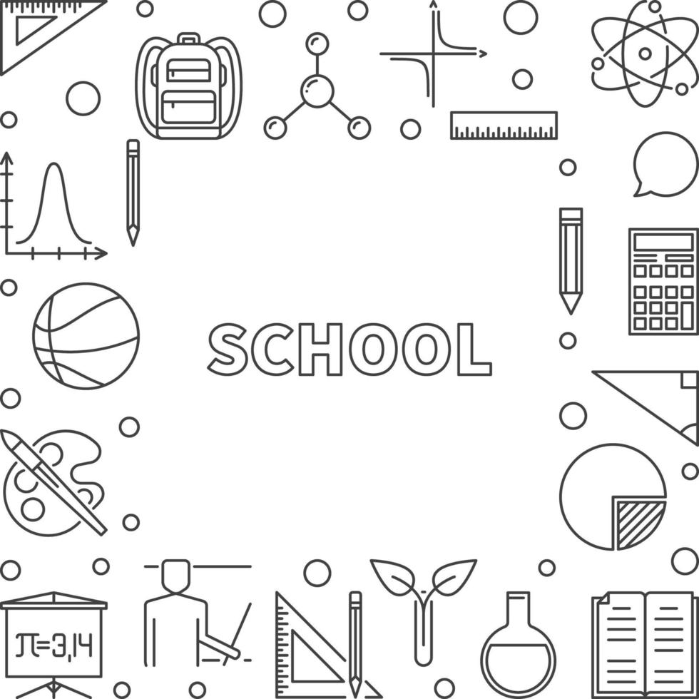 School concept outline frame. Vector linear illustration