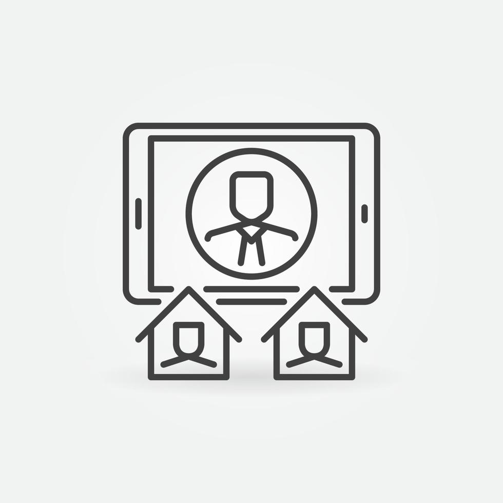 Tablet with Video Conference line icon. Work at Home sign 13093511