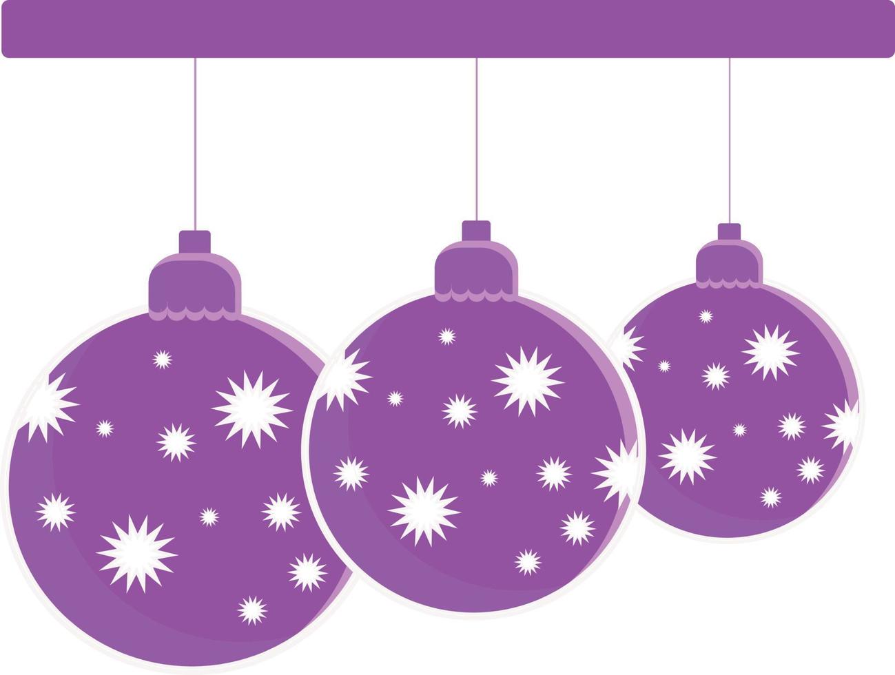 three lilac Christmas balls, great design for any purpose. Vector background template. Isolated vector illustration. Festive background. Greeting card template. New Year card.