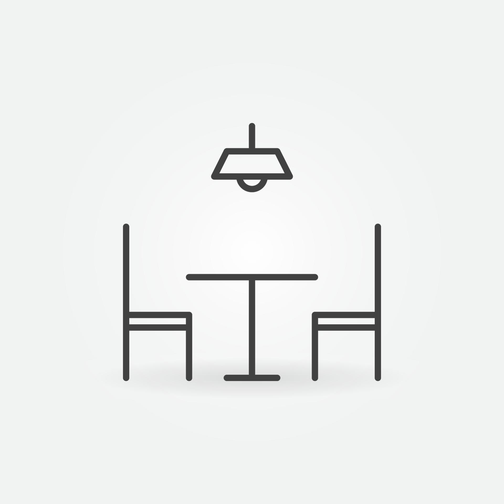 Table with Two Chairs vector concept line icon or symbol 13093564