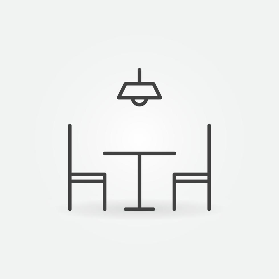 mesa con dos sillas vector concepto línea icono o símbolo