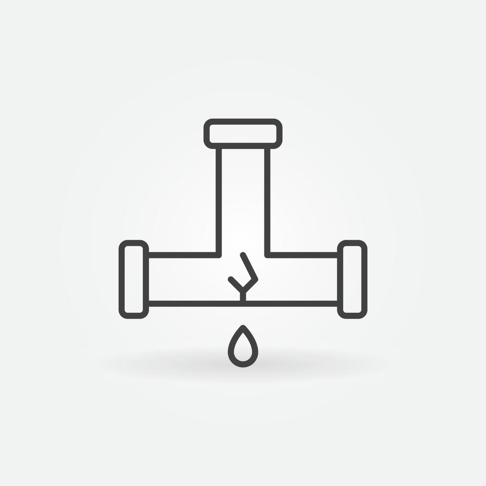 icono de línea de concepto de plomería de vector de tubería de agua con fugas