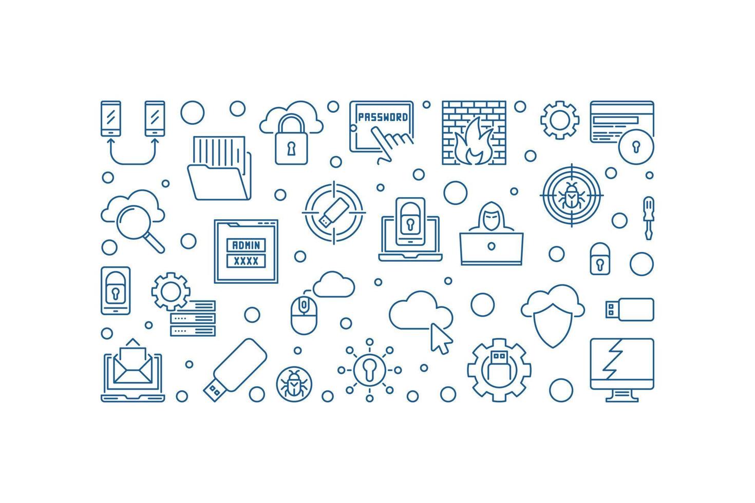 Hacker vector outline simple horizontal illustration