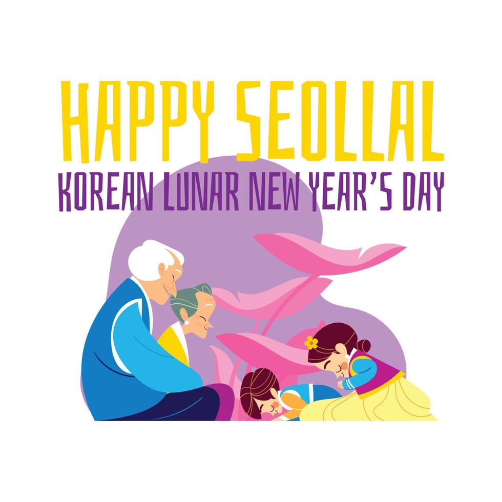 Seollal Day with Grandparents vector