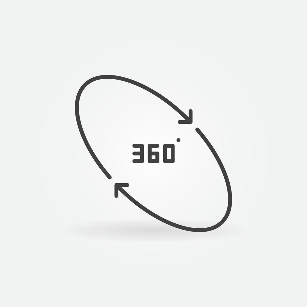 Icono simple de concepto de vector de 360 grados en estilo de línea delgada