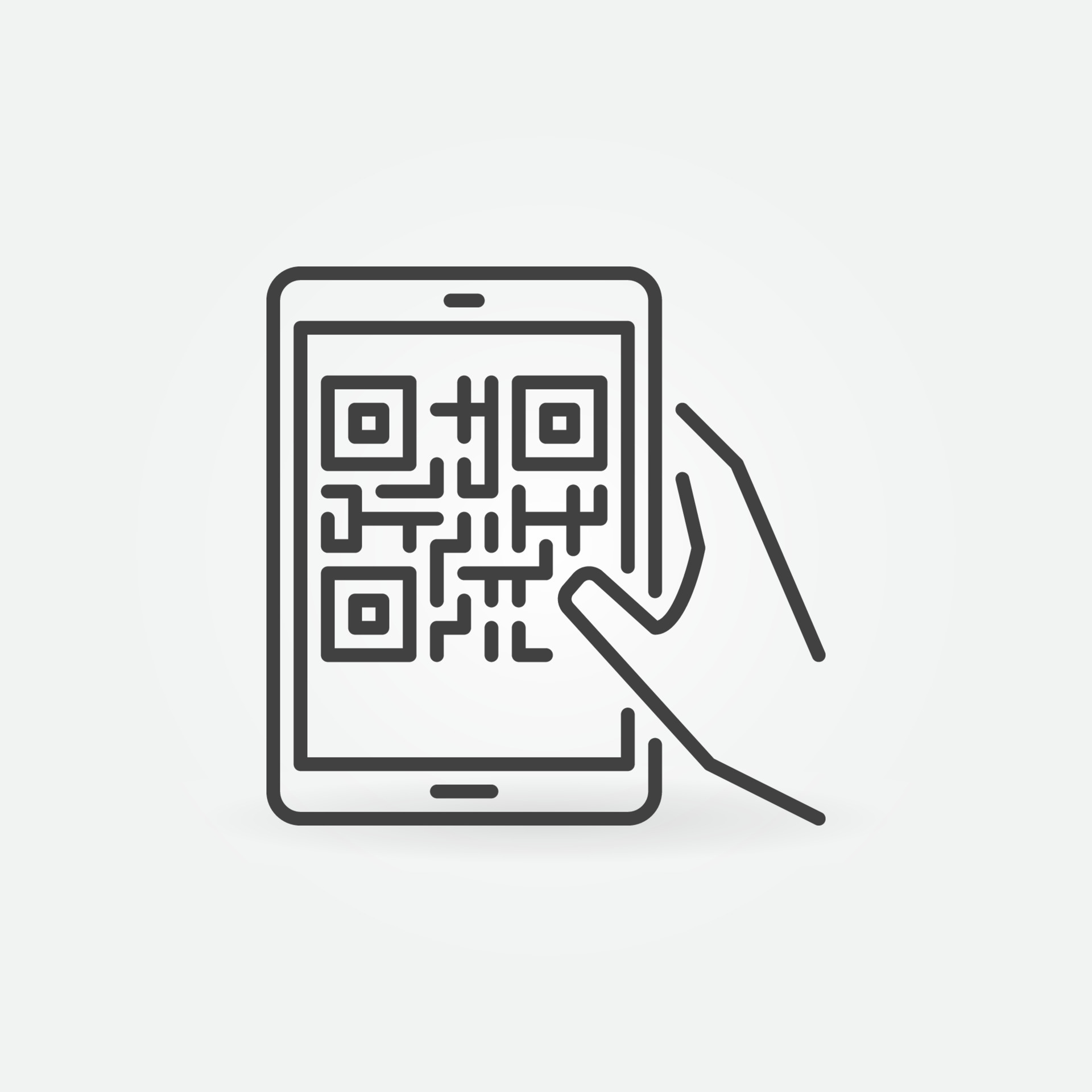 Hand holding Tablet with QR Code vector thin line icon 13093725 Vector ...