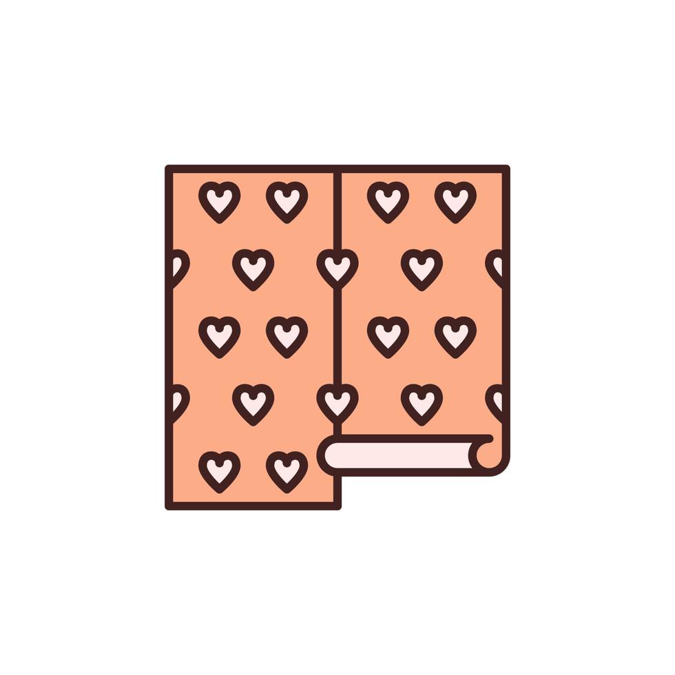 rollo de papel tapiz de color con icono de vector de textura de corazón