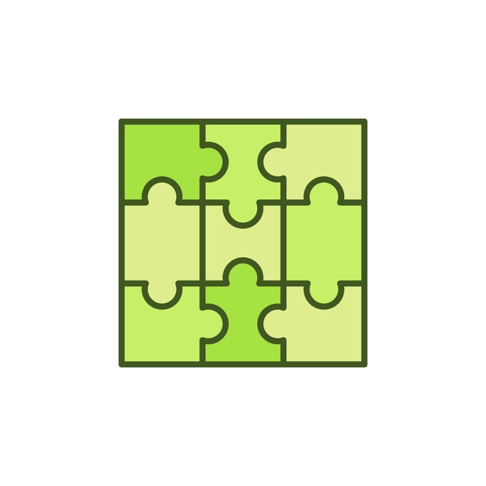 Nine Pieces Puzzle vector concept green icon