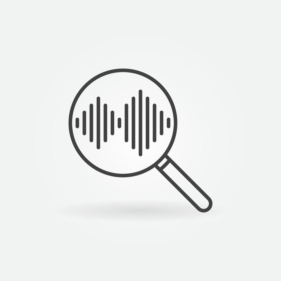 Magnifier with Sound wave vector thin line concept icon