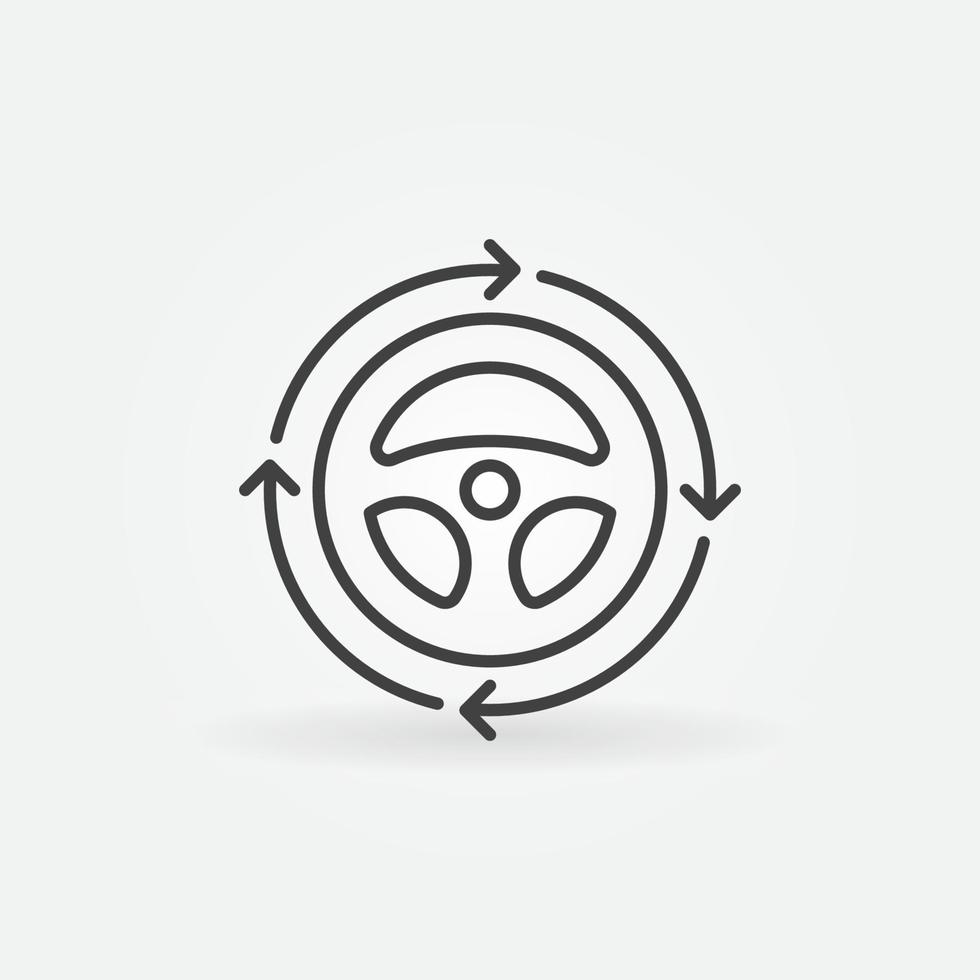 Steering Wheel inside Arrows linear icon -vector concept sign vector