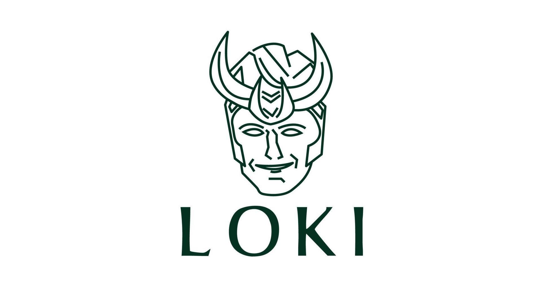 Loki face Outline Logo Design template vector