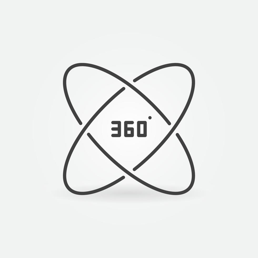 Icono de concepto de contorno de vector de 360 grados