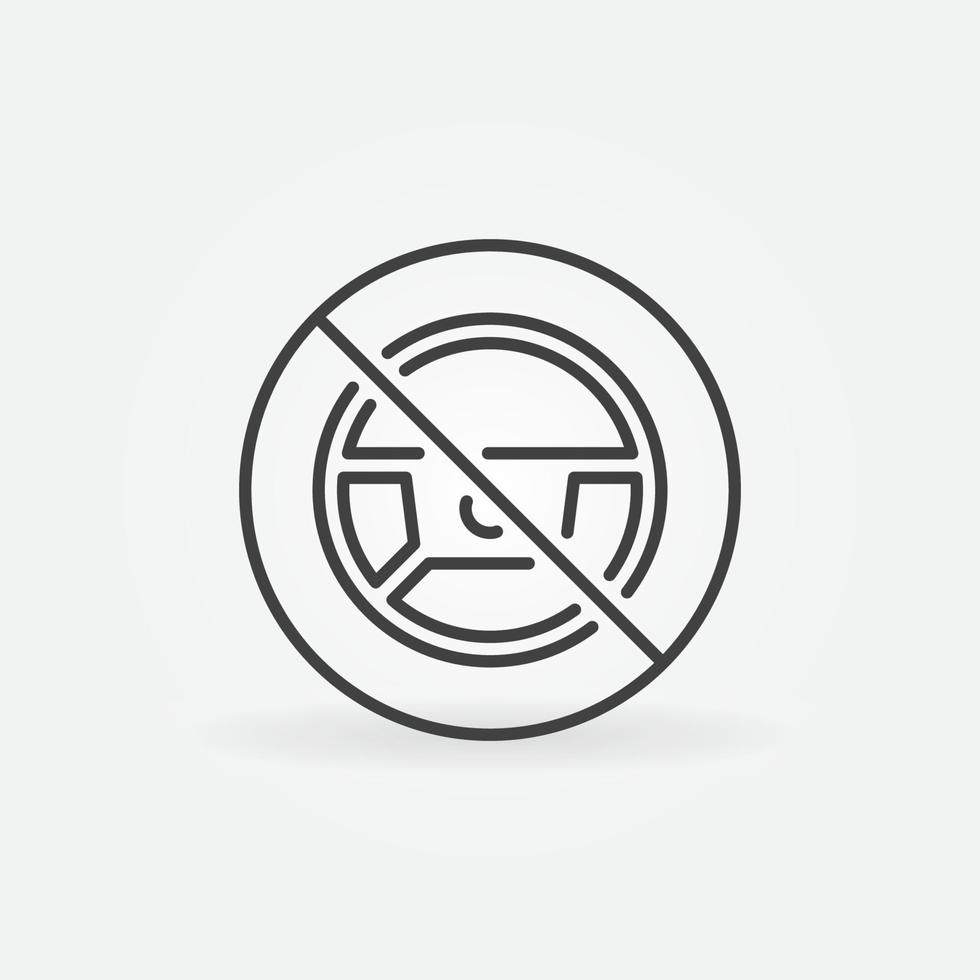 Steering Wheel Forbidding line icon - No Autopilot vector sign