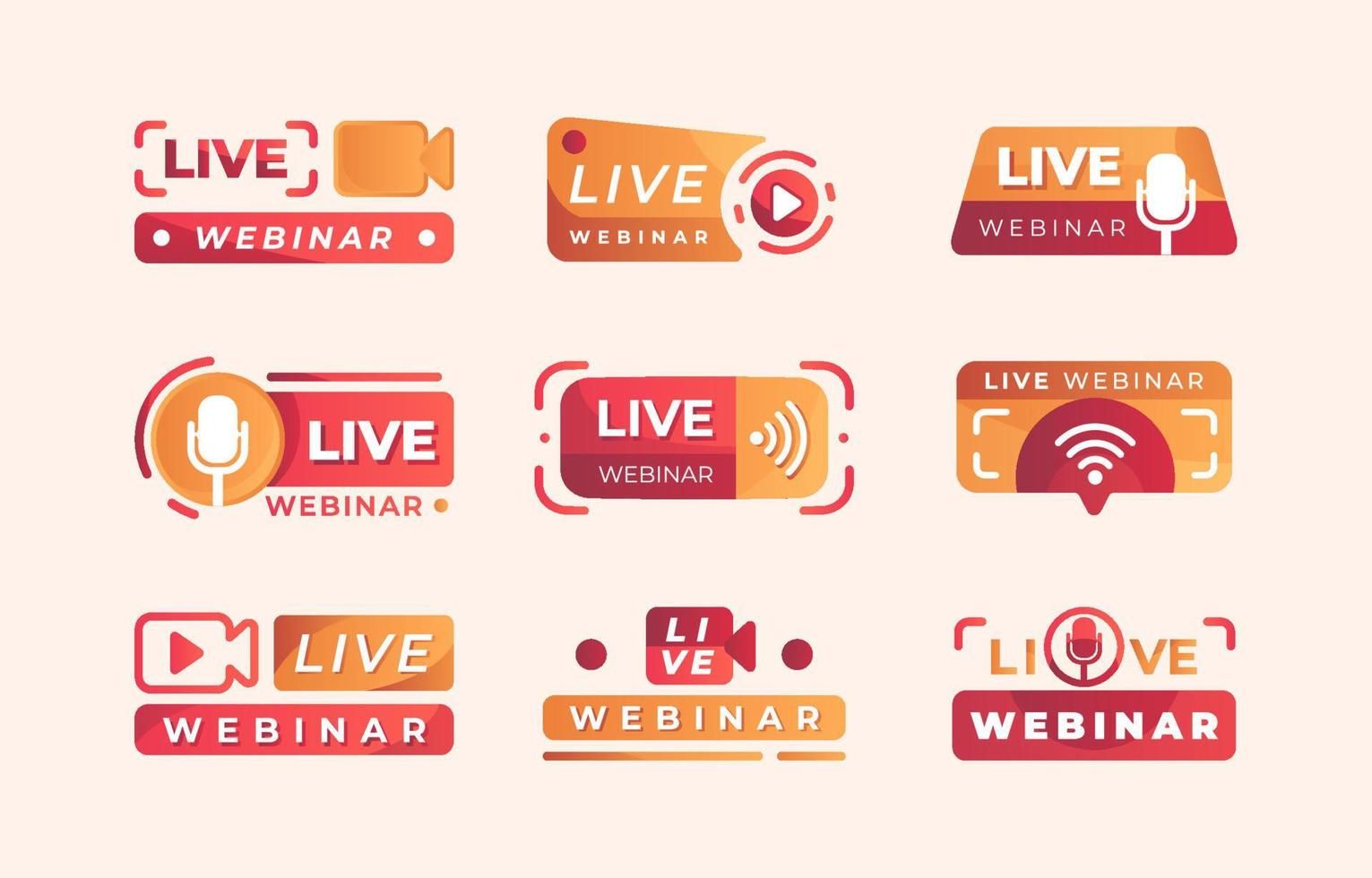 Live Webinar Badge Collection vector