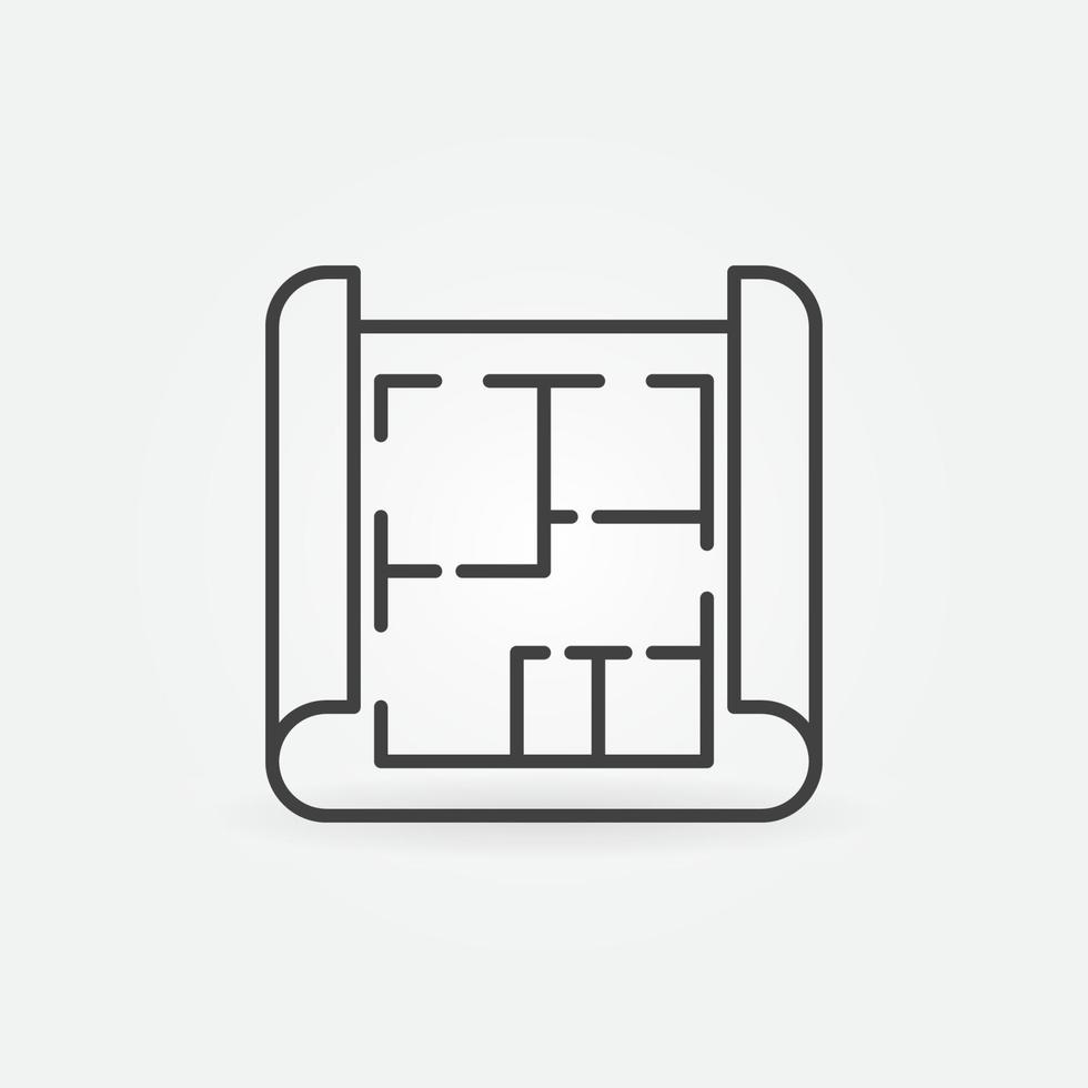 House Plan On Blueprint linear vector concept icon