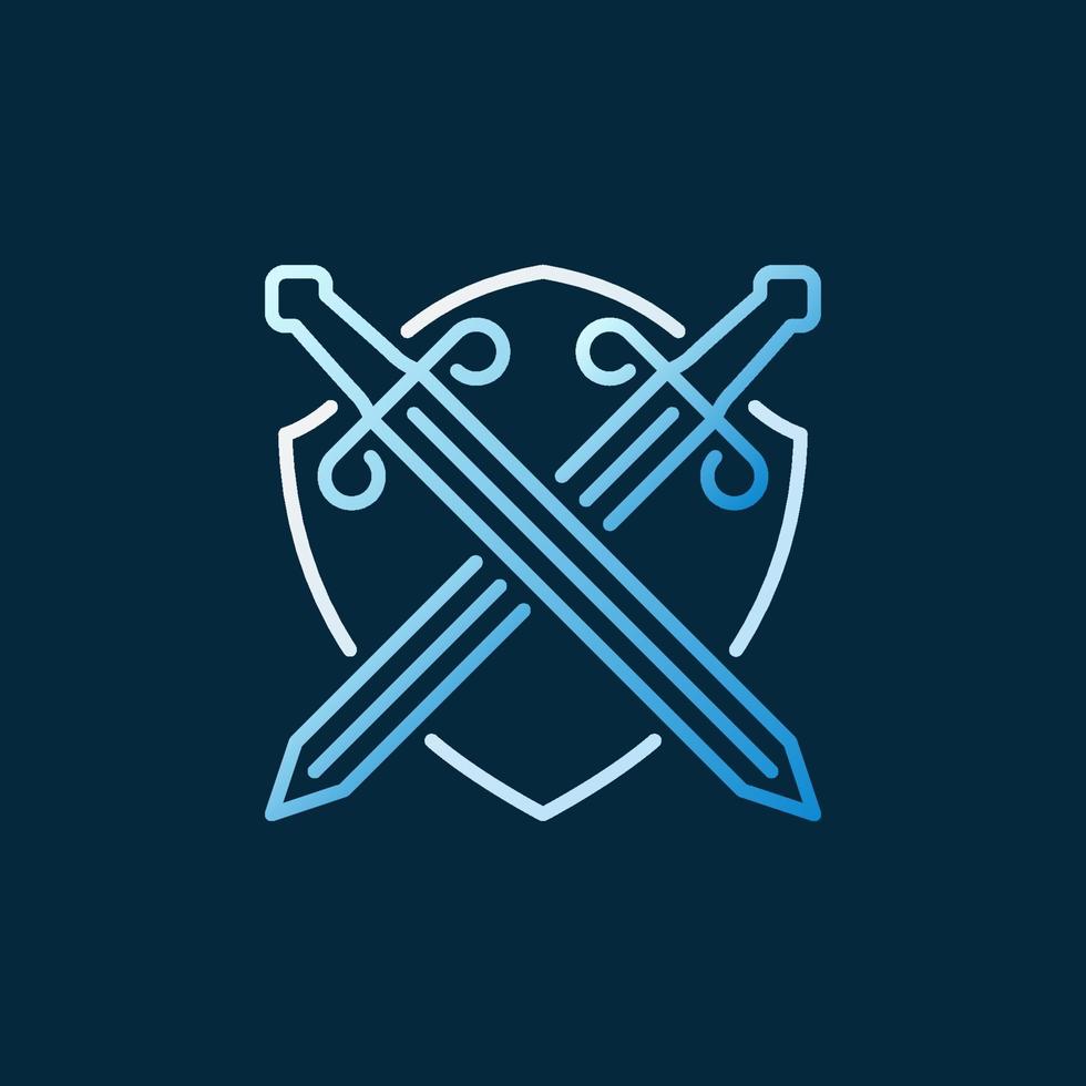 Crossed Swords and Shield vector concept colored linear icon