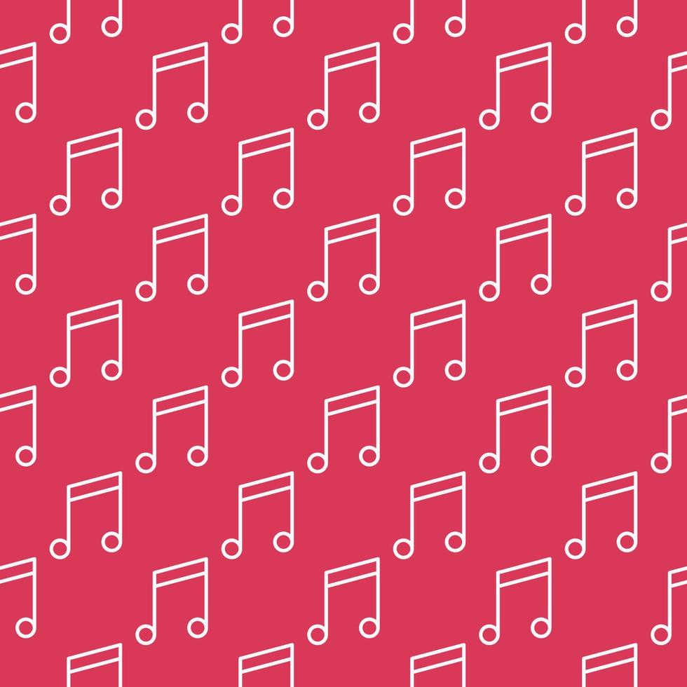 Musical Note red seamless pattern - vector Music background