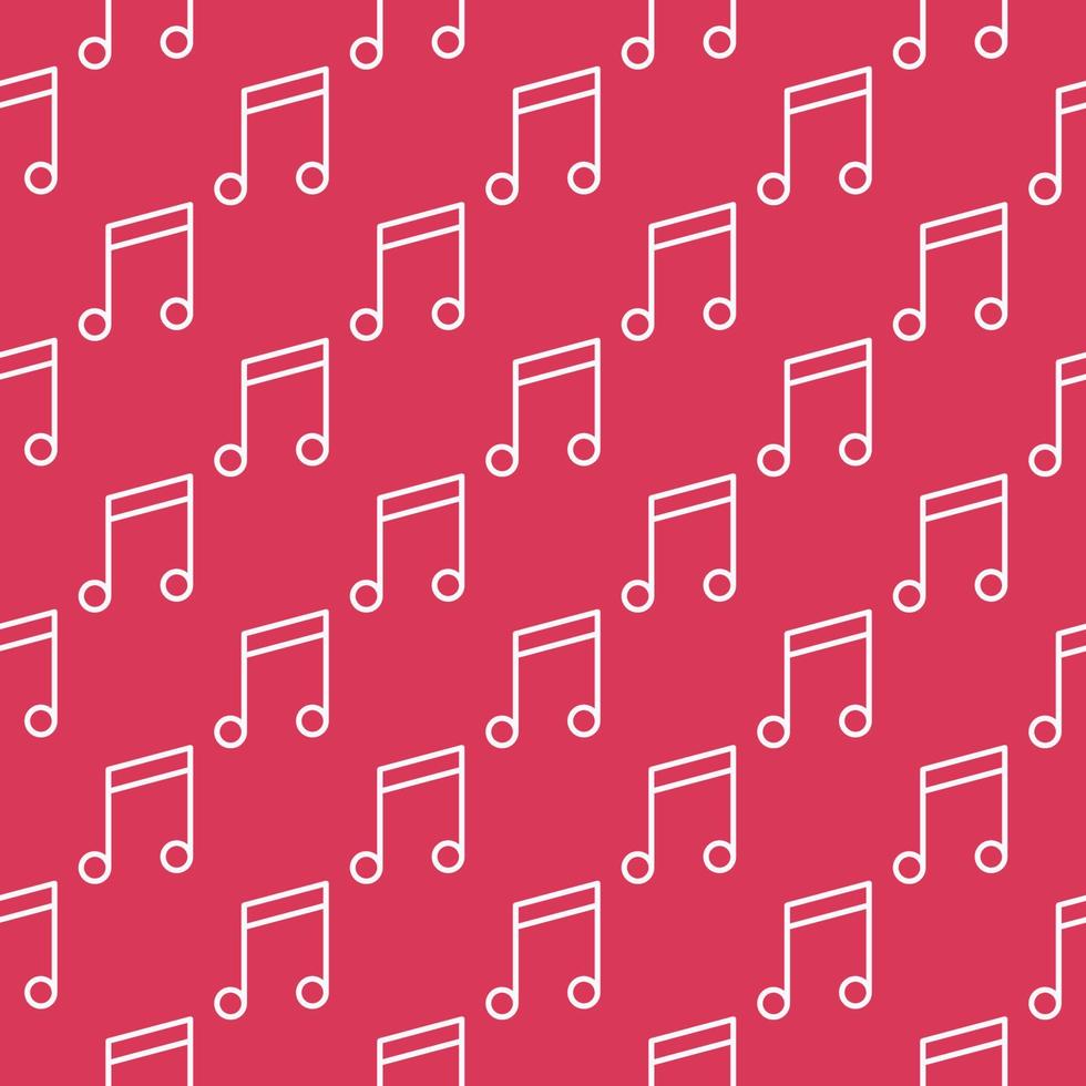 Musical Note red seamless pattern - vector Music background