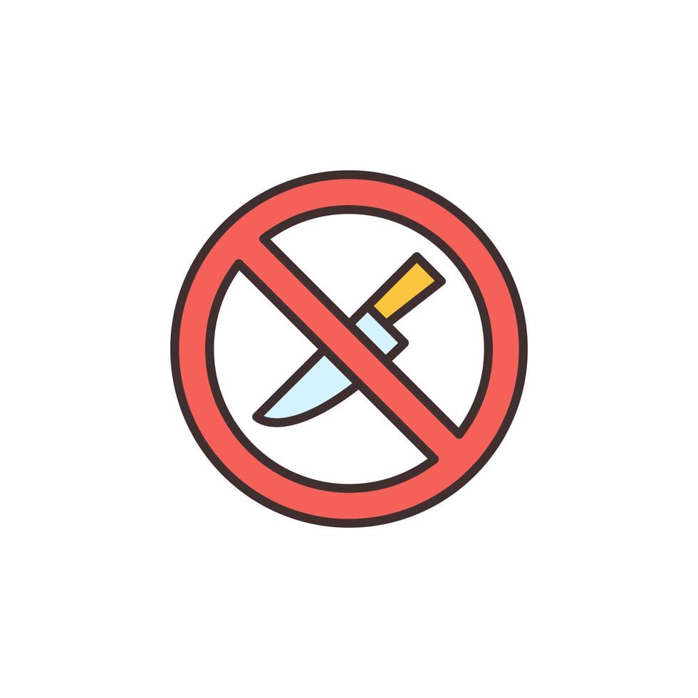 Knife is Prohibited vector Warning concept colored icon