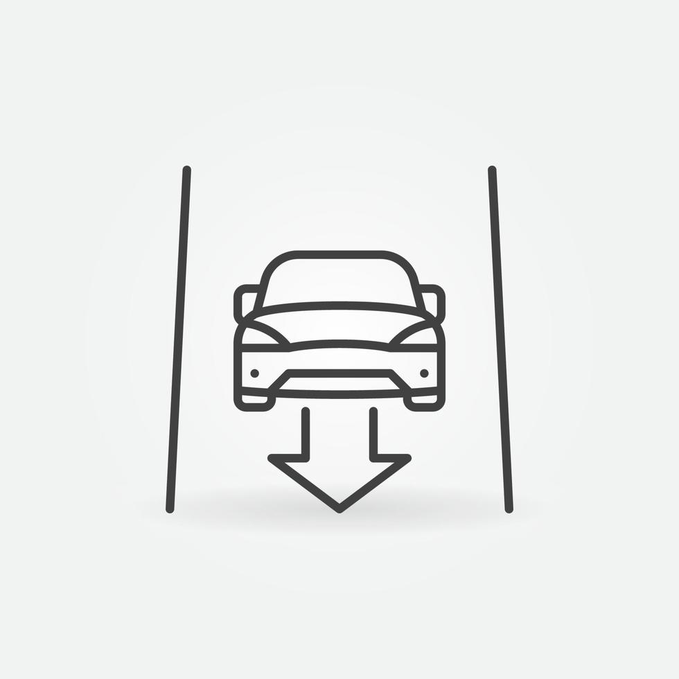 Self-driving Car with Arrow on the Road vector line icon