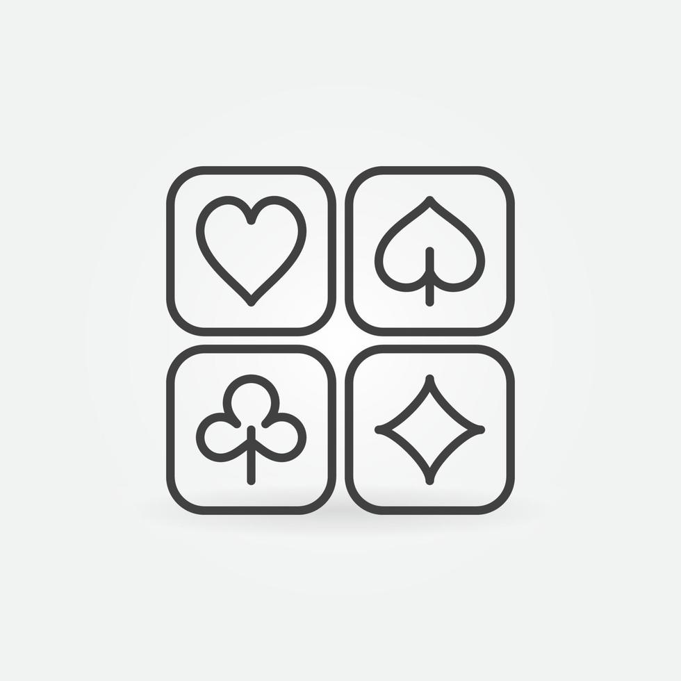 Vector Playing Card Suits outline concept icon or logo