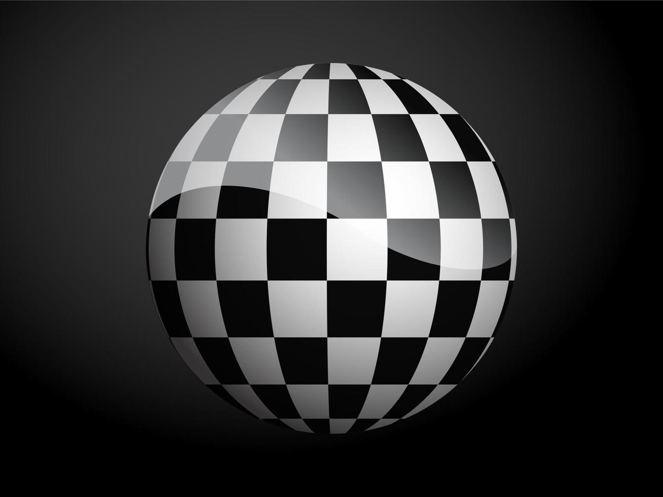 Abstract pattern cover black and white 3D ball. Vector illustration on dark background.