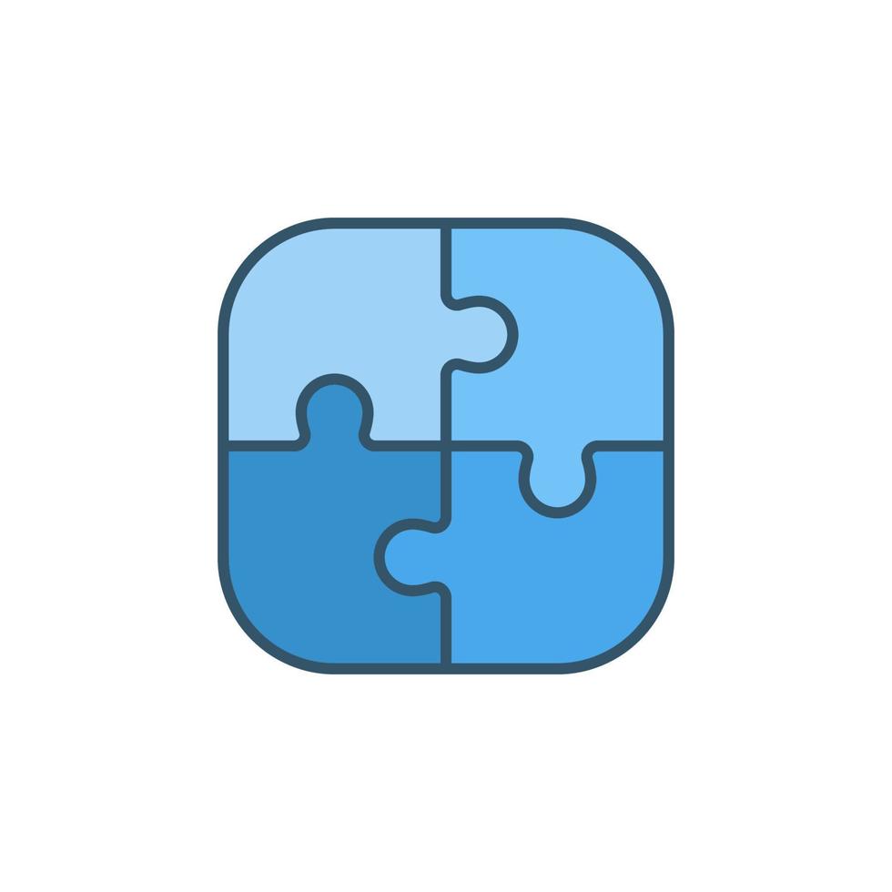 Four Pieces Puzzle vector concept blue icon