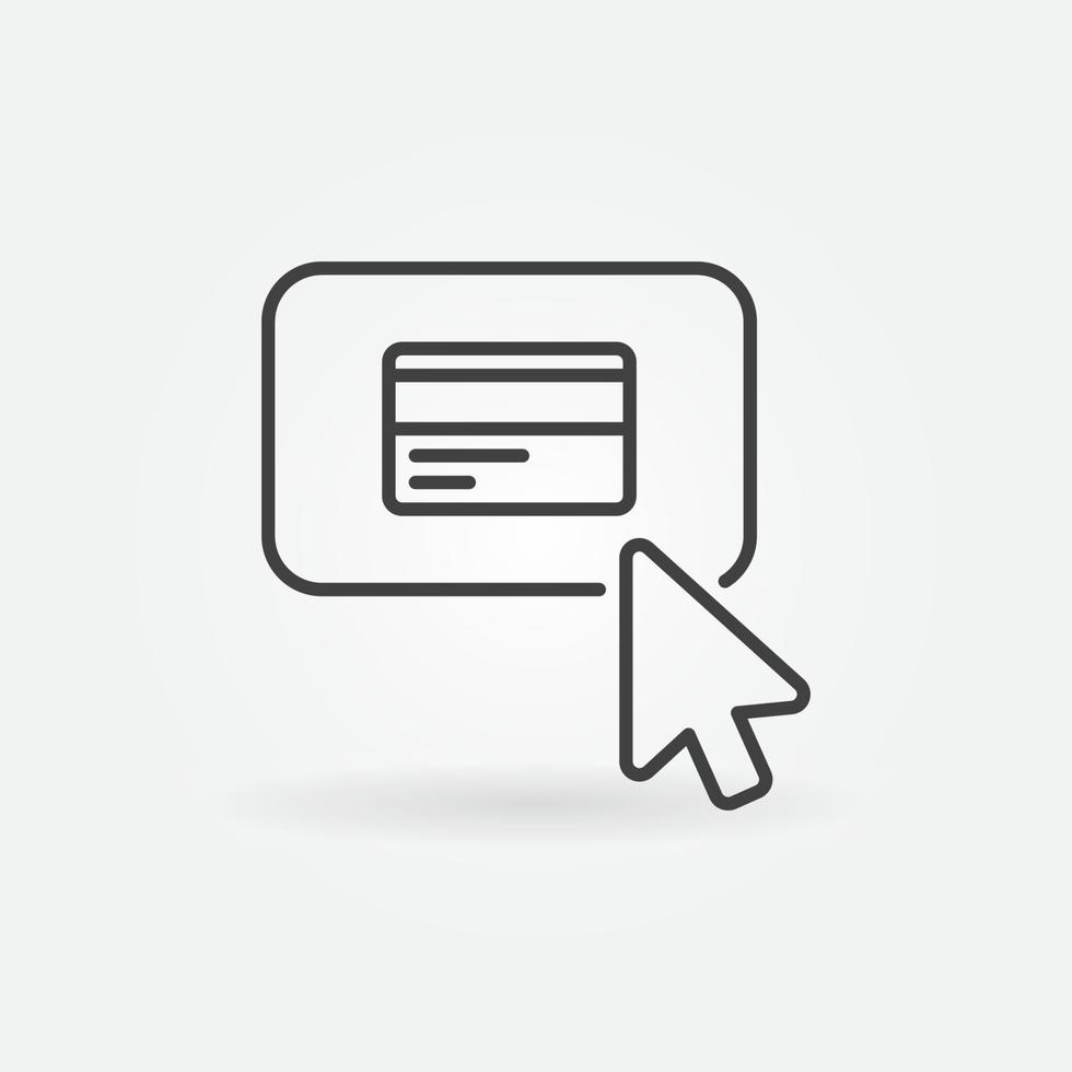 Mouse Click on Credit Card Button outline vector icon
