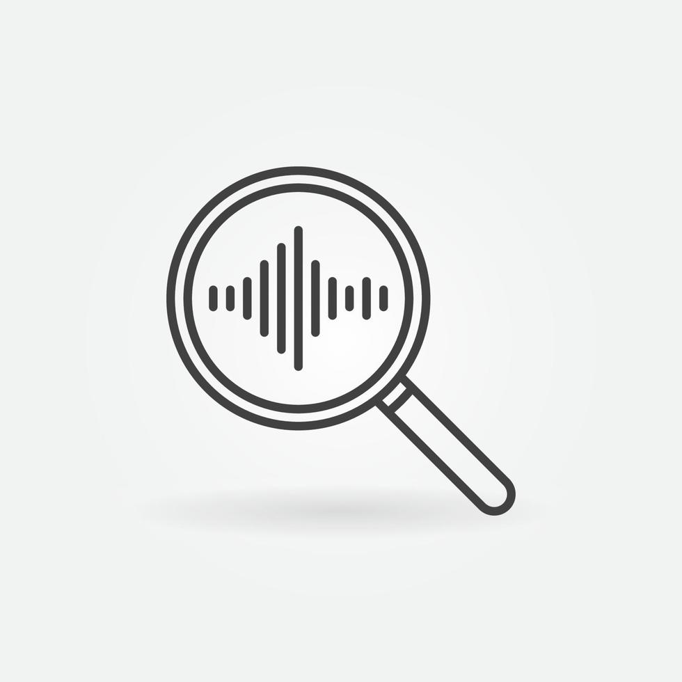 Sound Wave in Magnifying Glass vector outline concept icon