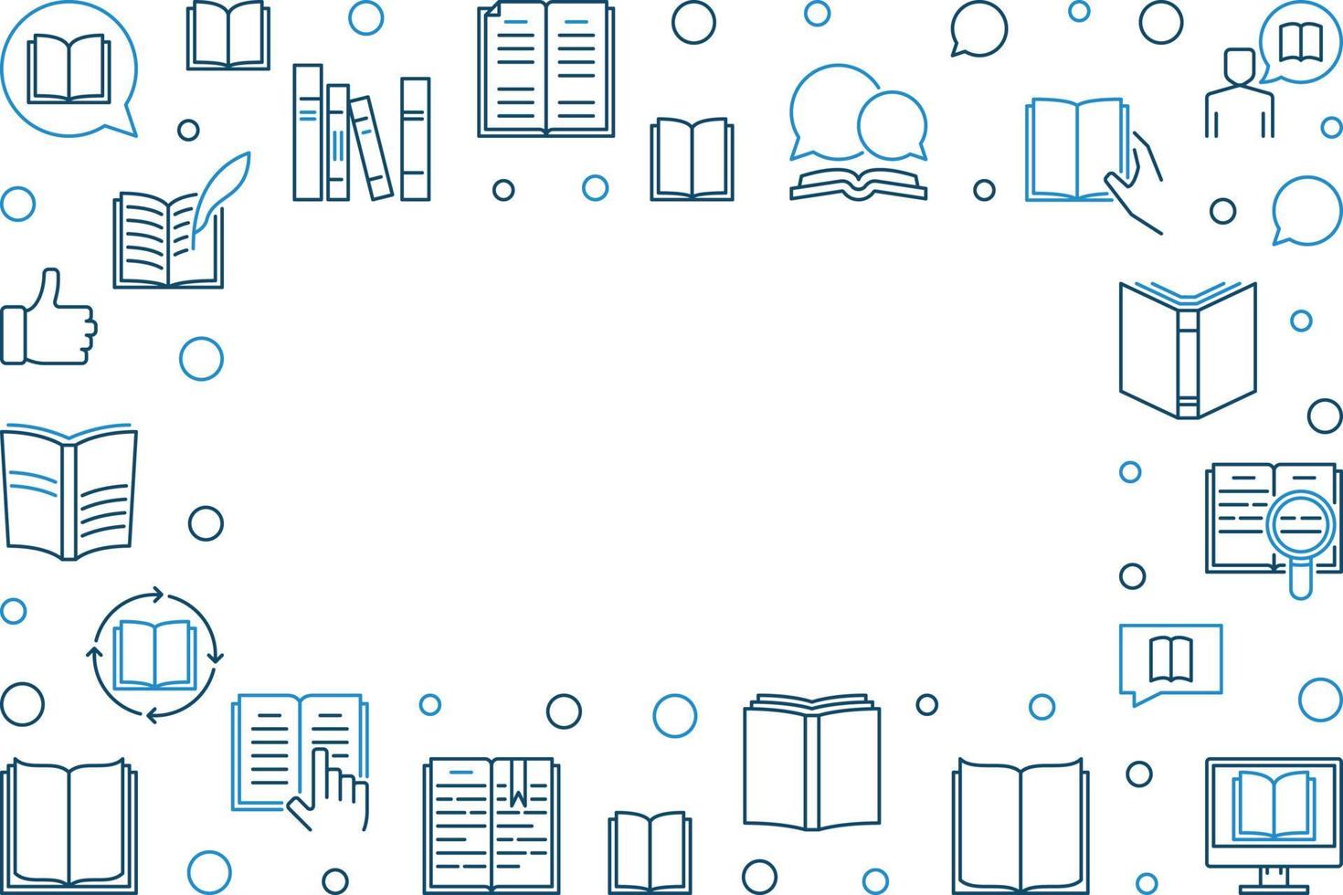 Books and Reading vector outline concept frame
