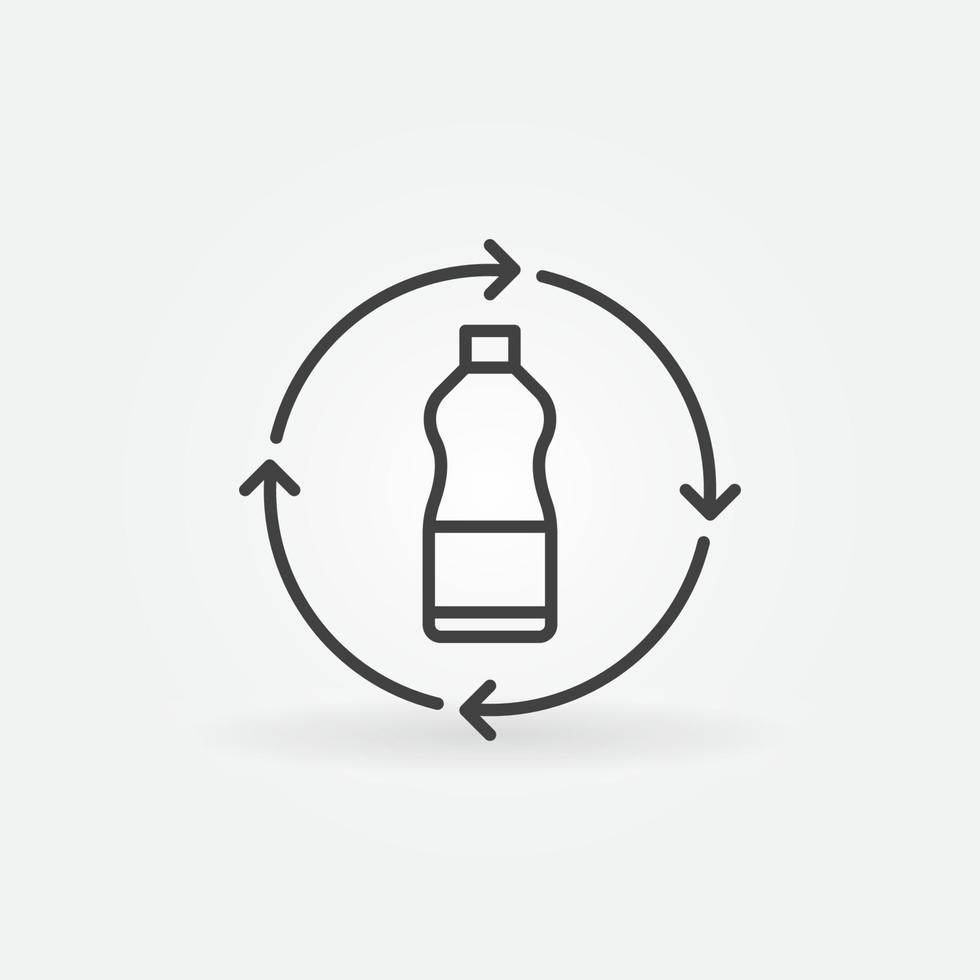 icono de concepto de vector de contorno de botella de plástico de reciclaje