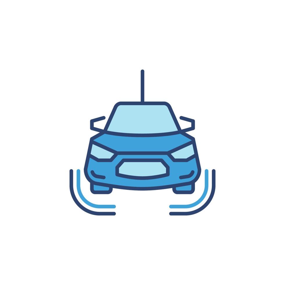 Self Driving Car vector concept blue icon - Front View