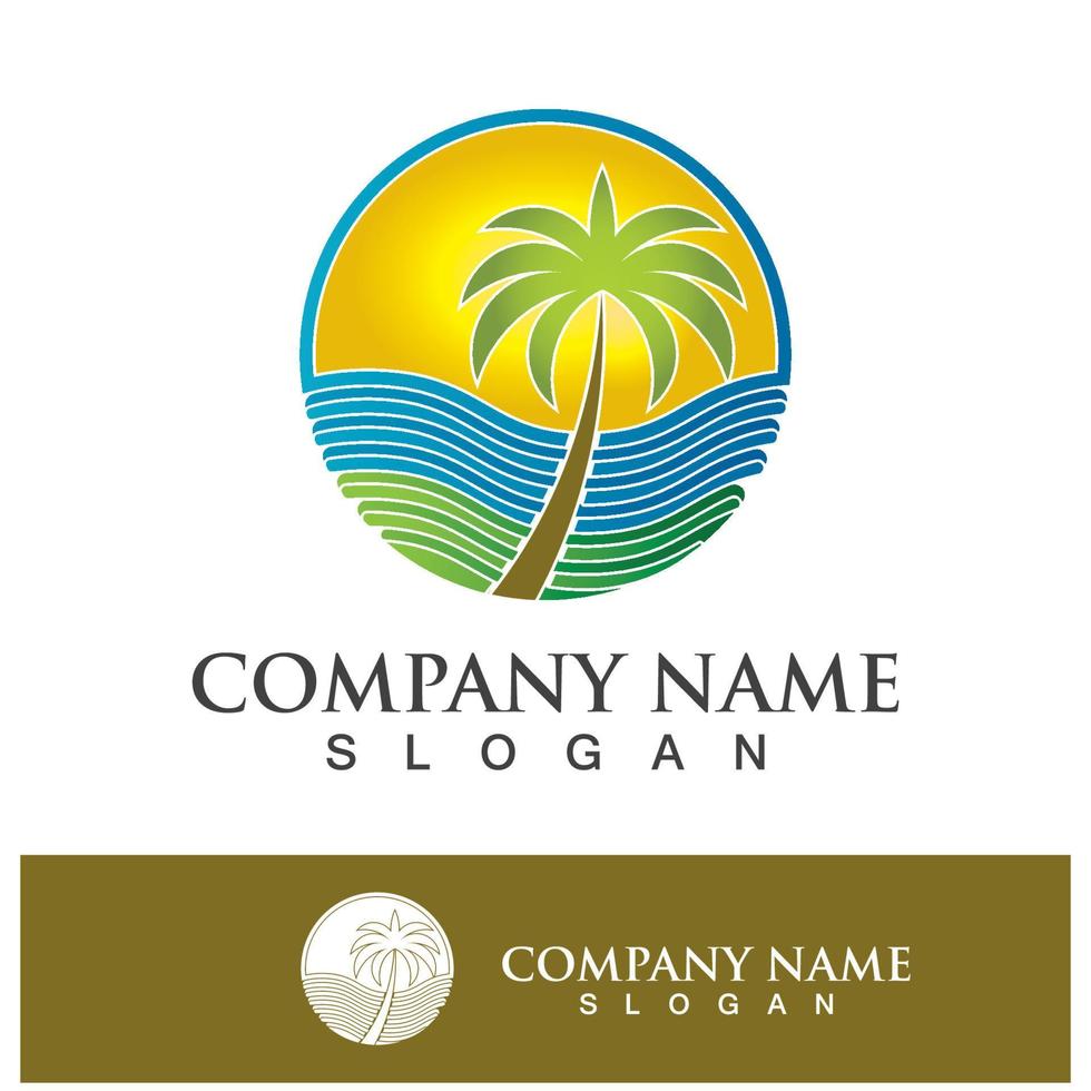 Palm tree summer logo template vector