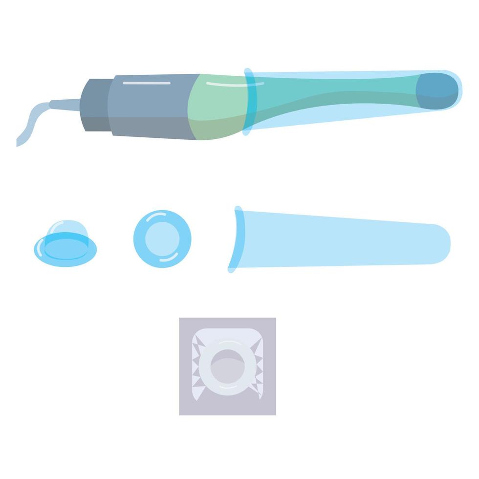 Condoms for the device of ultrasonic research. Vector illustration isolated on white background.