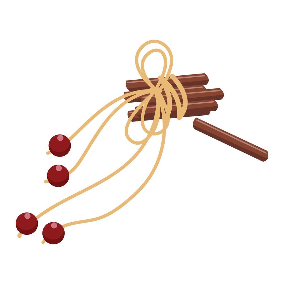 Cinnamon sticks tied with string. Vector illustration.