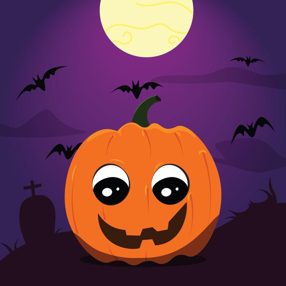 linda ilustración de personaje de calabaza de halloween vector