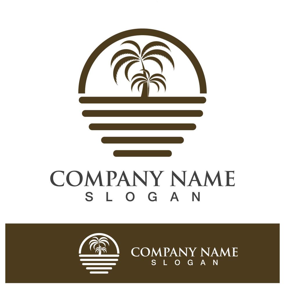 Palm tree summer logo template vector