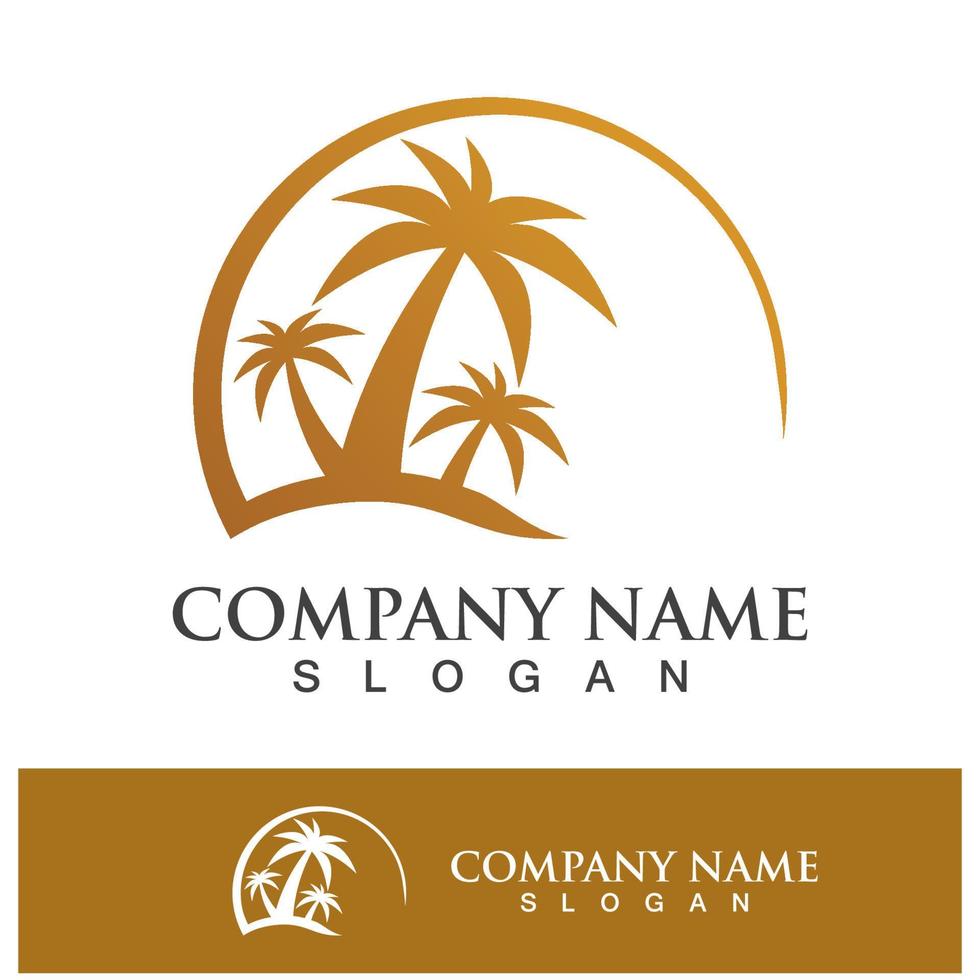 Palm tree summer logo template vector