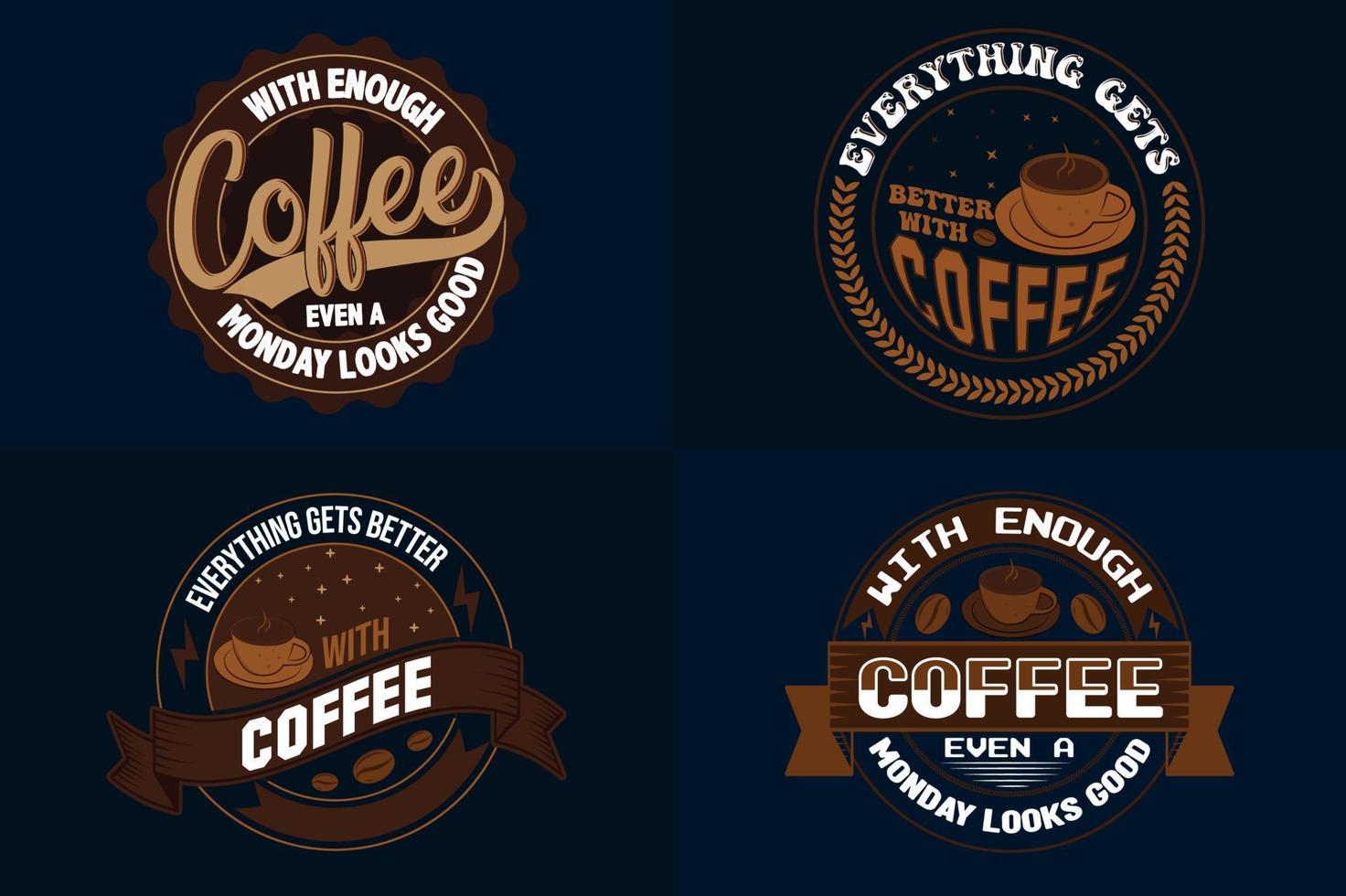 paquete de logotipos de café, conjunto de conceptos de café, sello de café o paquete de emblemas vector