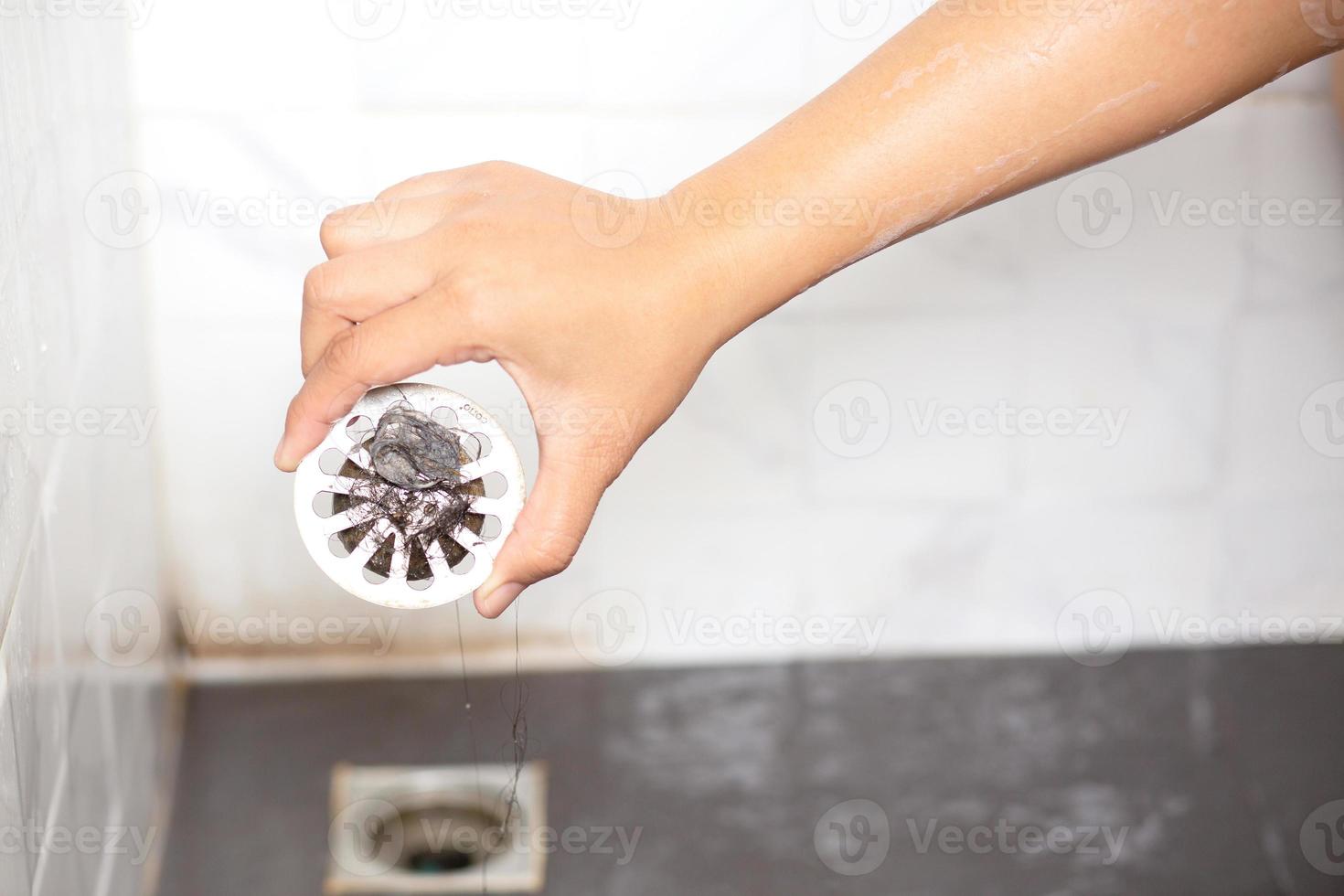 Floor drain To filter waste in the bathroom photo