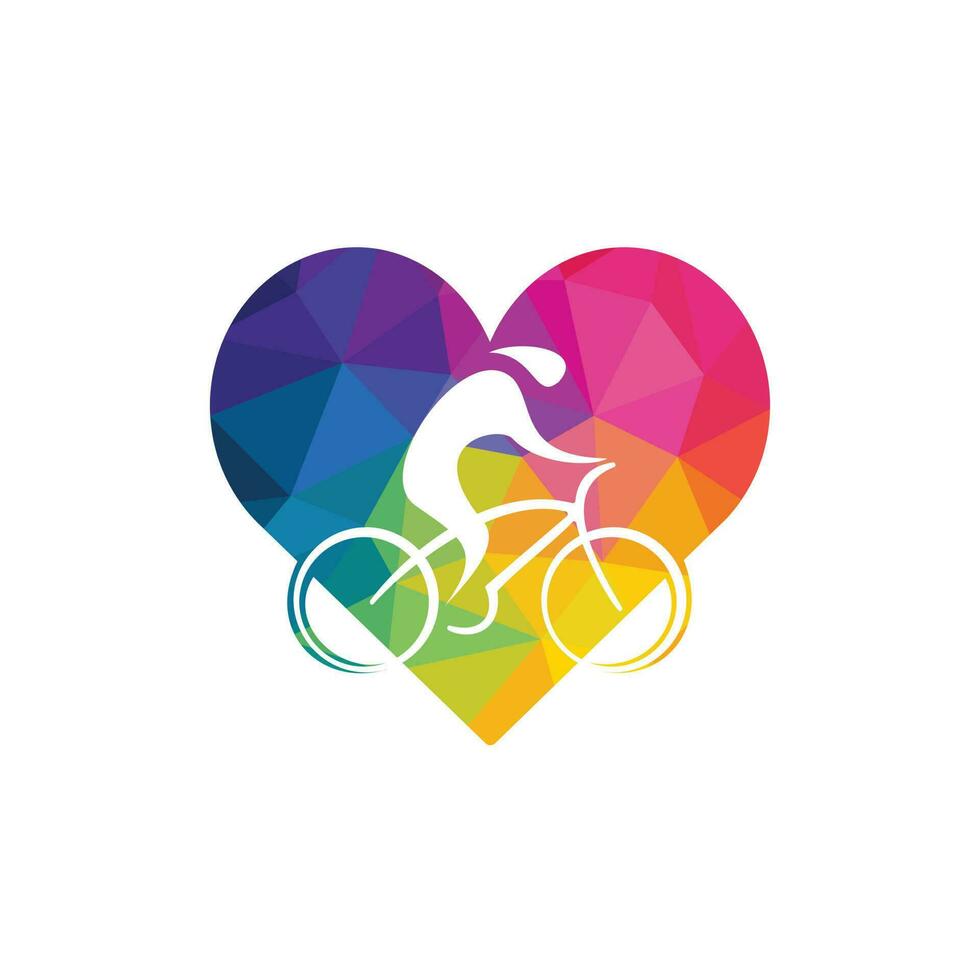 Love Cycling race vector logo design. Bicycle shop logo design template.