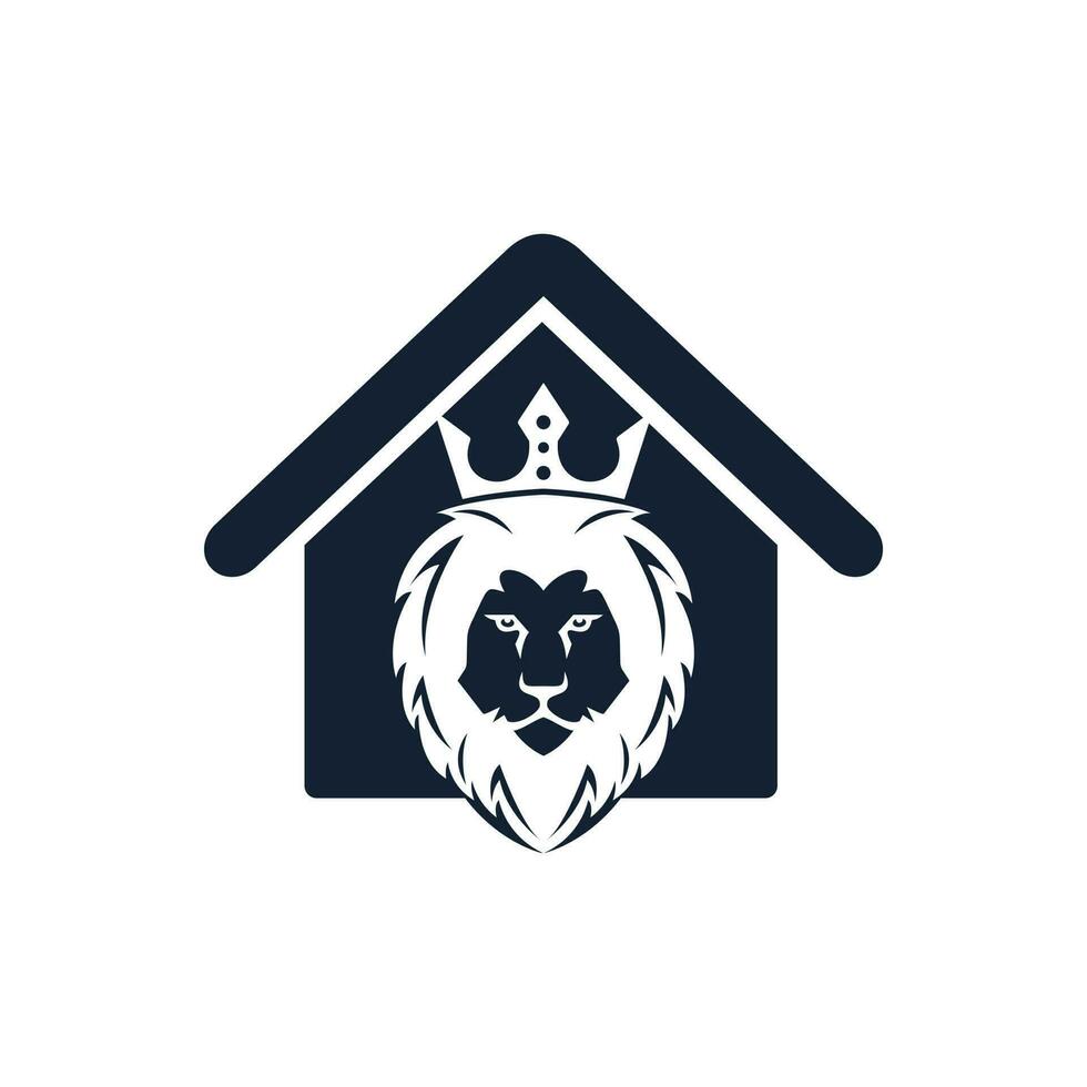 Lion and building logo vector. Wild lion head graphic illustration. vector