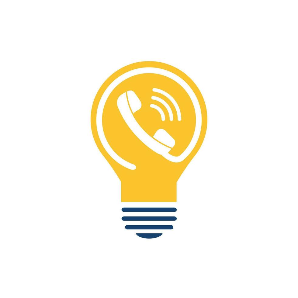 Telephone and Bulb lamp logo template design. Telephone logo with modern frame vector design.