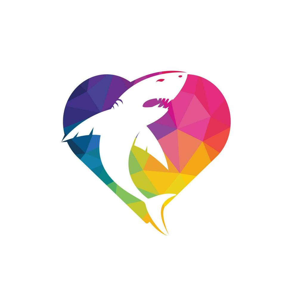 Shark love vector logo design. Shark and heart icon icon design template.