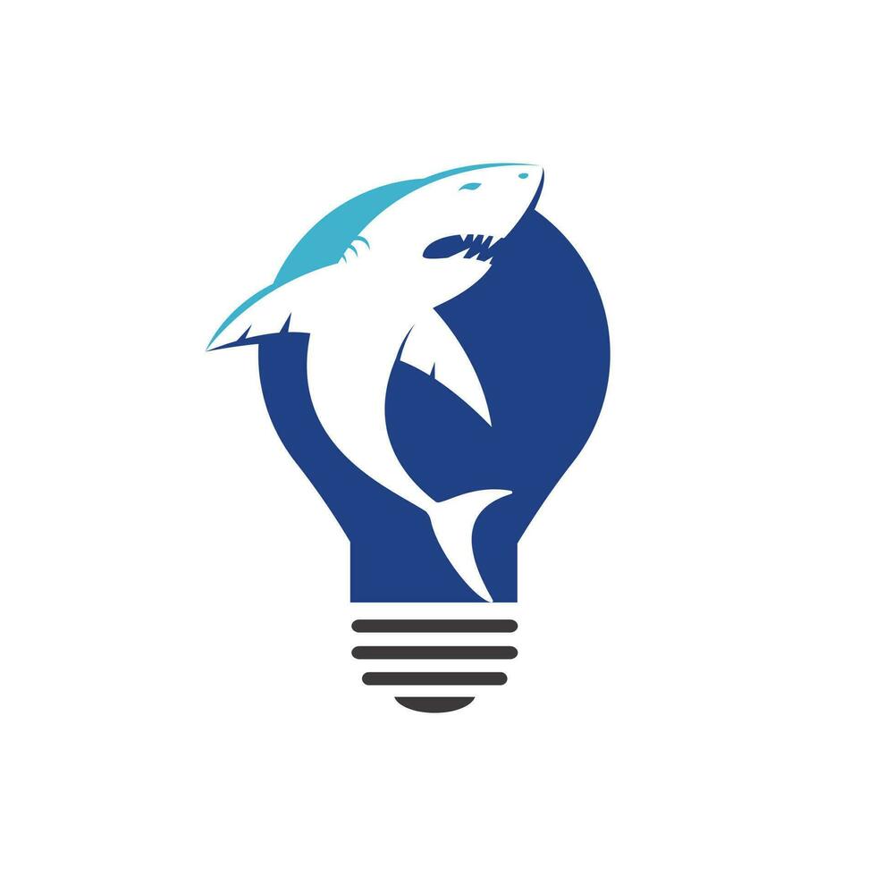 diseño de logotipo vectorial de tiburón y bulbo. signo simple de icono de lámpara de tiburón y bombilla. vector