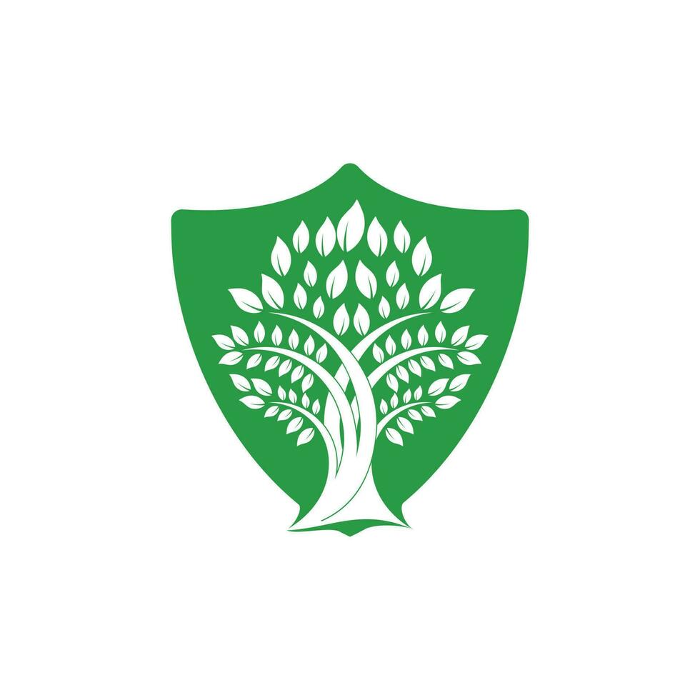 Green tree vector logo design. Natural product, organic shop, ecology company, alternative medicine, green unity, garden, farming, forest etc.