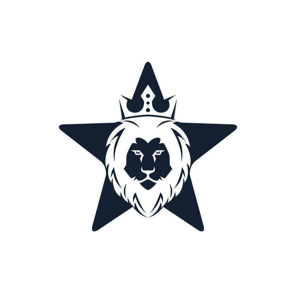 diseño de logotipo en forma de estrella de cabeza de león. ilustración gráfica de cabeza de león salvaje. vector