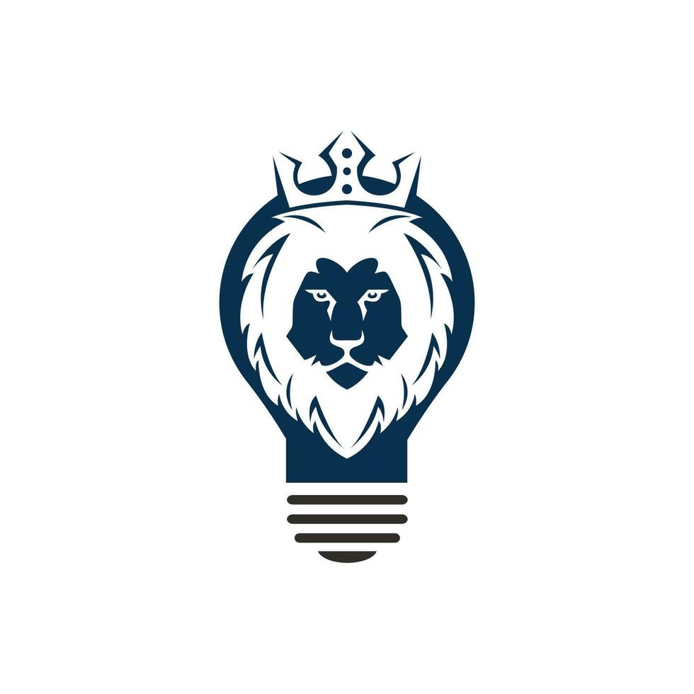 diseño de logotipo de bombilla y león. concepto de logotipo de ideas salvajes. vector